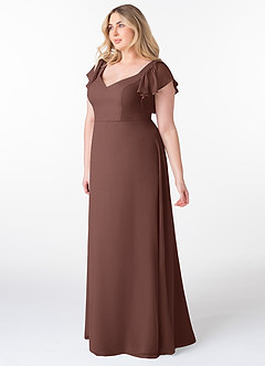 Azazie Syenna Bridesmaid Dresses Espresso A-Line Ruched Chiffon Dress image8
