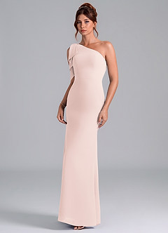 Azazie Rinna Bridesmaid Dresses Rose Petal Mermaid One Shoulder Chiffon Dress image3