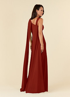 Azazie Franchesca Mother of the Bride Dresses Rust Mermaid Pleated Stretch Chiffon Dress image3