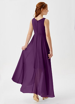 Azazie Lizette Junior Grape A-Line Pleated Chiffon Dress image2