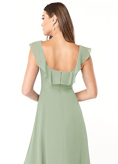 Azazie Jinny Bridesmaid Dresses Dusty Sage A-Line Square Neckline Ruched Chiffon Dress image6