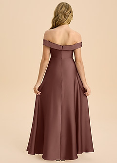 Azazie Sissy Junior Abito A-Line in Raso Elasticizzato a Spalla Scoperta Espresso image2