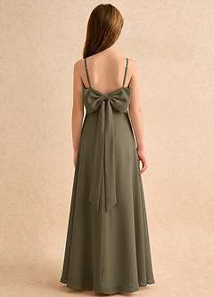 Azazie Jaella Girls Formal Abiti da Ragazza di Fiori Abito A-Line in Chiffon Plissettato Willow Green image1
