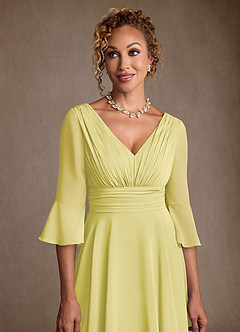 Azazie Eire Mother of the Bride Dresses Lemon Sorbet A-Line Pleated Chiffon Dress image5