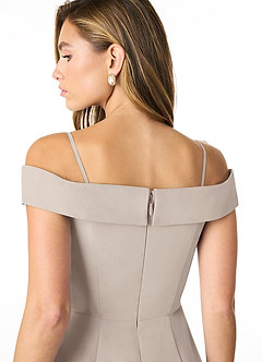 Azazie Lecia Bridesmaid Dresses Frost Empire Off-The-Shoulder Pleated Chiffon Convertible Dress image5