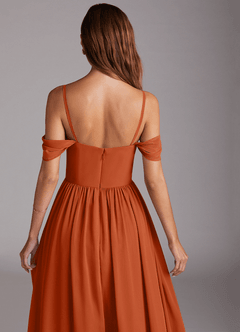 Azazie Calianna Vestidos de damas de honor Vestido de Naranja Quemada de Gasa de Corte en A Convertible con Vestidos sin tirantes image9