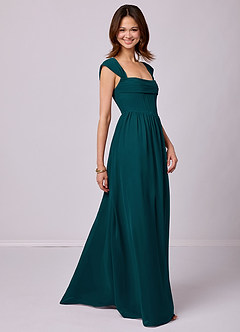 Barbie ♥ Azazie Bridesmaid Dresses Pine A-Line Corset Chiffon Dress image3