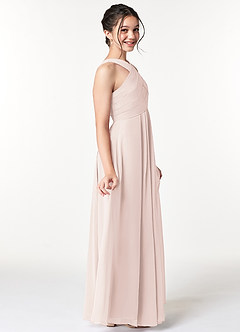 Azazie Kaleigh Junior Rose Petal A-Line Pleated Chiffon Dress image5