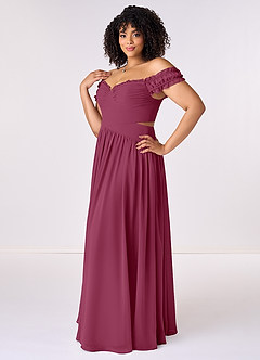 Barbie ♥ Azazie Bridesmaid Dresses Mulberry A-Line Off the Shoulder Chiffon Convertible Dress image10