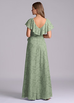 Azazie Lainey Abiti da Damigella Abito A-Line in Burnout Floreale Con Tasche Agave image2