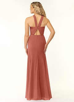 Azazie Rue Abiti da Damigella Abito A-Line in Chiffon con Scollo Halter Argilla image2
