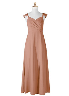 Azazie Amada Junior Champagne Rose A-Line Ruched Chiffon Dress image5