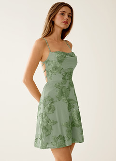 Lysandra Sage Stretch 3D Flowers Corset Mini Dress image4