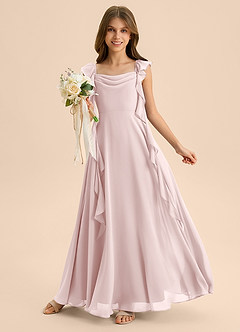 Azazie Carmin Junior Klä av A-Line i Chiffong Rynkad image5