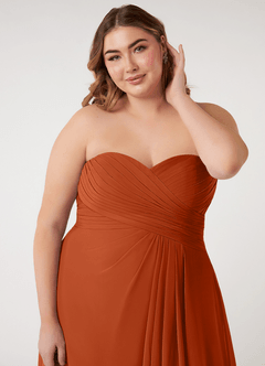 Azazie Arabella Allure Probar vestidos en casa Vestido de Rosa Del Desierto de Gasa de Corte en A Convertible con Escote de Corazón image18