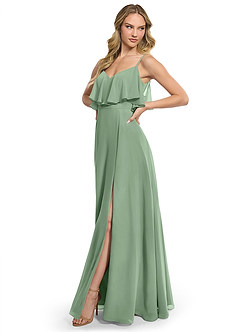 Azazie Jean Bridesmaid Dresses Matcha A-Line Chiffon Convertible Dress image3