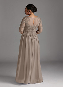 Azazie Harriet vestidos de madre de la novia Vestido de Gris Pardo de Malla de Corte En A con Encaje image11