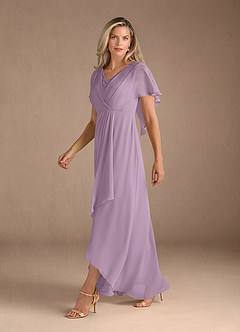 Azazie Eliza Mother of the Bride Dresses Wisteria A-Line V-Neck Pleated Chiffon Dress image8