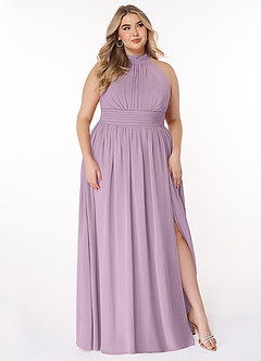 Azazie Iman Robes de demoiselle d'honneur Robe Trapèze en Mousseline de soie Ligne A froncée Glycine image11