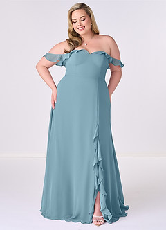 Barbie ♥ Azazie Bridesmaid Dresses Moody Blue A-Line Off the Shoulder Chiffon Convertible Dress image6
