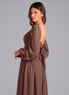 Azazie Zeya Robes de demoiselle d'honneur Robe Trapèze en Mousseline de soie Manche longue Expresso image6