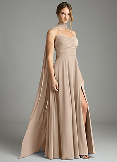 Azazie Ayla Abiti da Damigella Abito A-Line in Chiffon Scollo a Cuore Taupe image1