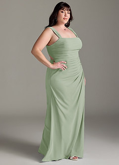 Azazie Jesaphine Bridesmaid Dresses Dusty Sage Sheath Bow Chiffon Dress image10