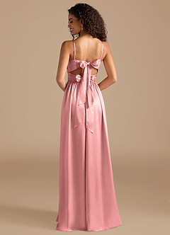 Azazie Zeya Bridesmaid Dresses Rosette A-Line Pleated Metallic Satin Dress image2
