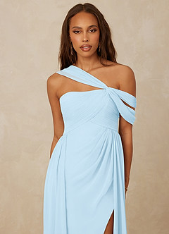 Christian Siriano Bridal for Azazie 1014 Bridesmaid Dresses Sky Blue A-Line Off the Shoulder Chiffon Dress image6