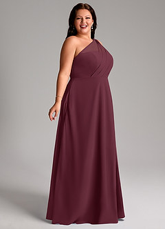 Azazie Phaedra Bridesmaid Dresses Cabernet A-Line One Shoulder Chiffon Dress image9