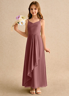 Azazie Zaida Girls Formal Flower Girl Klänningar Klänning A-Line i Chiffong Plisserad image6