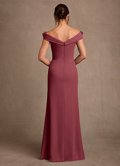 Azazie Jettie Mère de la mariée Robes Robe Fourreau en Mousseline de soie Plissée Merlot image3