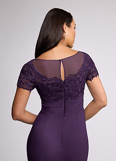 Azazie Susan Mother of the Bride Dresses Plum Sheath Lace Stretch Crepe Dress image5