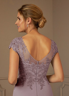 Azazie Terrano Mother of the Bride Dresses Vintage Mauve A-Line Scoop Lace Dress image5