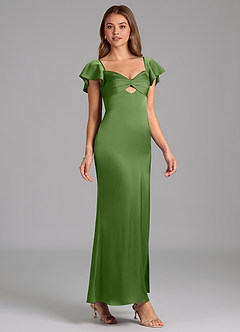 Azazie Demia Bridesmaid Dresses Basil Sheath Sweetheart Neckline Stretch Satin Dress image4