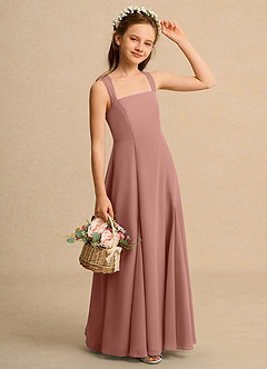 Azazie Tater Junior Formal vestidos de niña de las flores Vestido de Rosa De Cedro de Gasa de Corte En A con Plisado image3