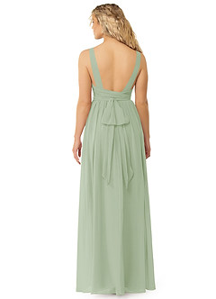 Azazie Kora Bridesmaid Dresses Dusty Sage A-Line Pleated Chiffon Dress image2