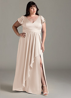 Azazie Omari Bridesmaid Dresses White Alabaster A-Line Stretch Satin Dress image9