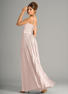Azazie Saedra Bridesmaid Dresses Blushing Pink A-Line Corset Stretch Satin Dress image8
