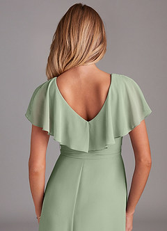 Azazie Lainey Bridesmaid Dresses Dusty Sage A-Line with Pockets Chiffon Dress image2