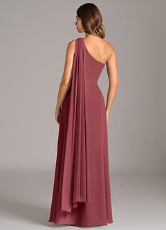 Azazie Tella Bridesmaid Dresses Merlot A-Line One Shoulder Chiffon Dress image6