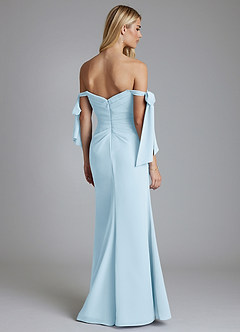 Azazie Nehemia Brudtärnklänningar Klä av Sjöjungfru i Chiffong Av axeln Himmelsblå Konvertibel image6