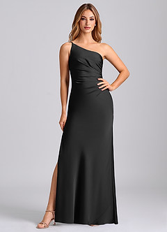 Azazie Marseli 신부 들러리 드레스 인어 한쪽 어깨 스트레치 새틴 바닥 길이 드레스 image3