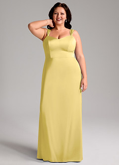 Azazie Denice Suknie dla druhen Osłona Pofałdowany Satyna elastyczna Do ziemi Sukienka image9