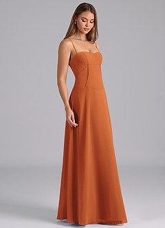 Azazie Valentine Bridesmaid Dresses Cinnamon A-Line Corset Chiffon Dress image5