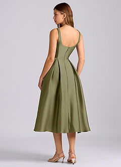 Azazie Amalie Bridesmaid Dresses Pistachio A-Line Pleated Stretch Satin Dress image5