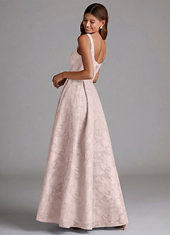Azazie Amalie Bridesmaid Dresses Blushing Pink A-Line Pleated Floral Burnout Dress image2