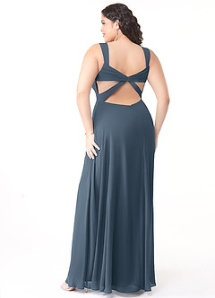 Azazie Nahrin Bridesmaid Dresses Neptune A-Line V-Neck Pleated Chiffon Dress image10