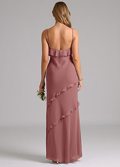 Azazie Nancie Robes de demoiselle d'honneur Robe Sirène en Mousseline de soie Rayé Rose Du Désert image2