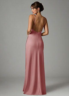 Azazie Stefania Abiti da Damigella Abito A-Line in Raso Elasticizzato Rosa Polverosa image2